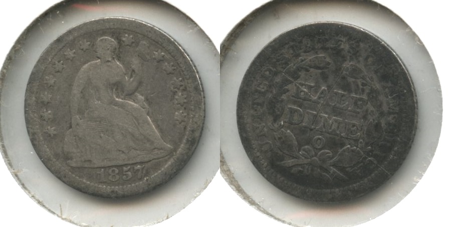 1857-O Seated Liberty Half Dime Good-4 #b Reverse Scratch