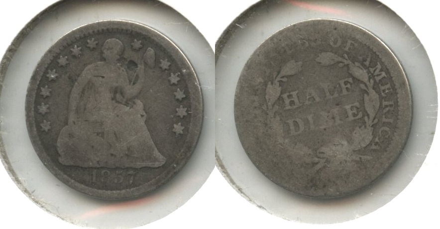 1857 Seated Liberty Half Dime AG-3 #h Obverse Pit