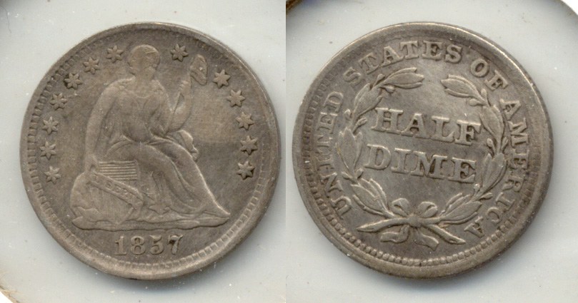 1857 Seated Liberty Half Dime EF-40 Cleaned