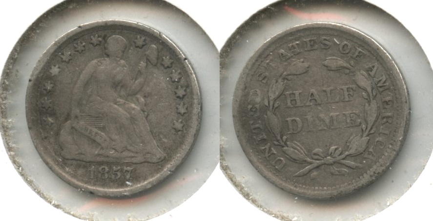 1857 Seated Liberty Half Dime Fine-12 #d Slight Warp