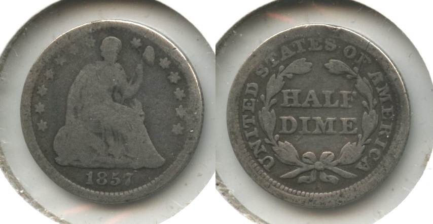 1857 Seated Liberty Half Dime Good-4 #p Reverse Scratch