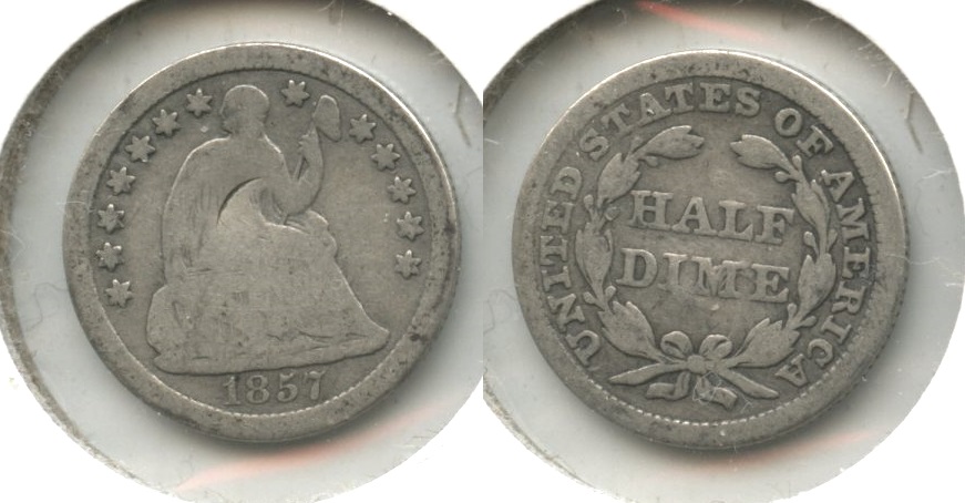 1857 Seated Liberty Half Dime Good-4 #t Obverse Hit
