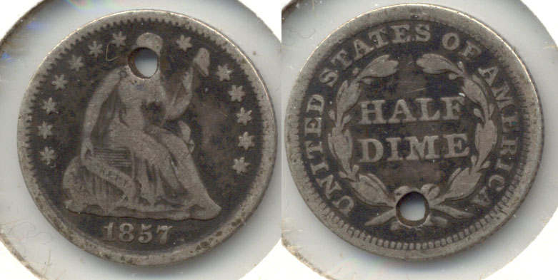 1857 Seated Liberty Half Dime Good-6 Holed