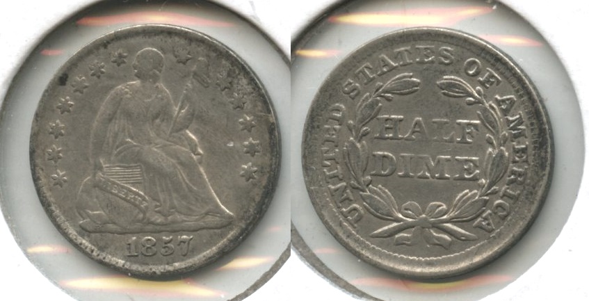 1857 Seated Liberty Half Dime VF-20 #k Old Cleaning