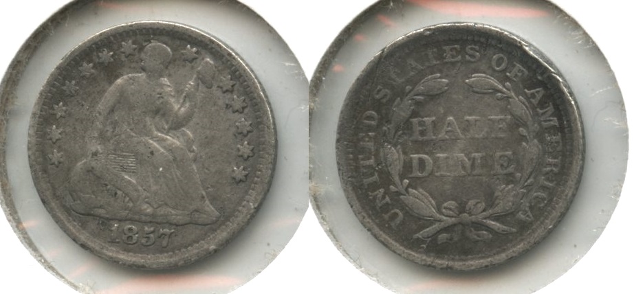 1857 Seated Liberty Half Dime VG-8 #g Light Damage