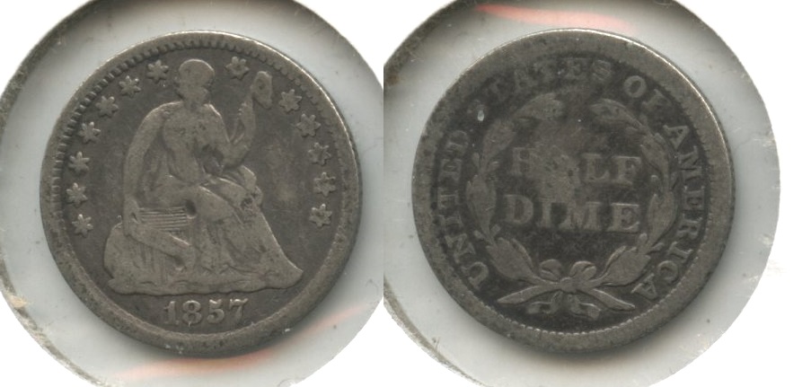 1857 Seated Liberty Half Dime VG-8 #h Obverse Punch