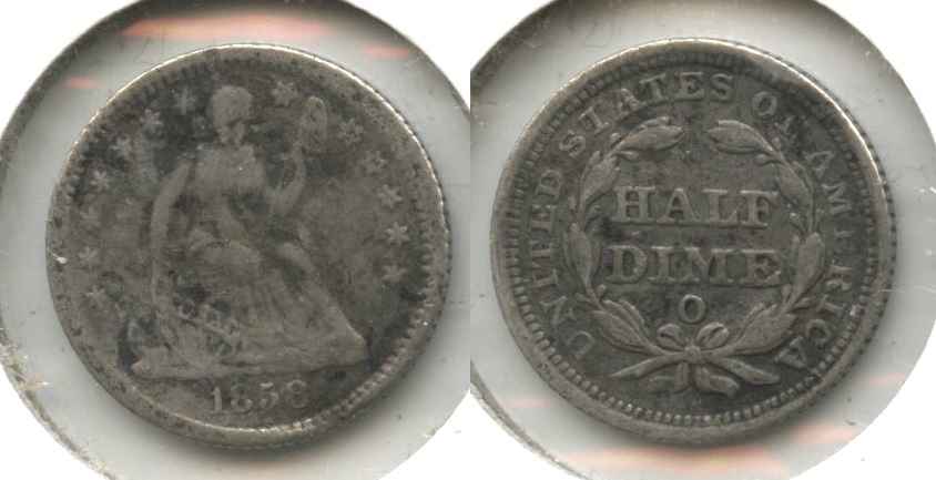 1858-O Seated Liberty Half Dime Fine-12 Bit Rough