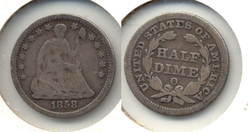 1858-O Seated Liberty Half Dime Good-4 a