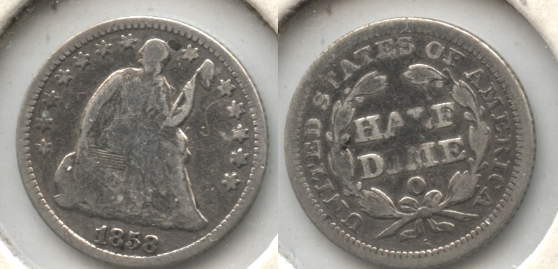 1858-O Seated Liberty Half Dime Good-4 Cleaned #c