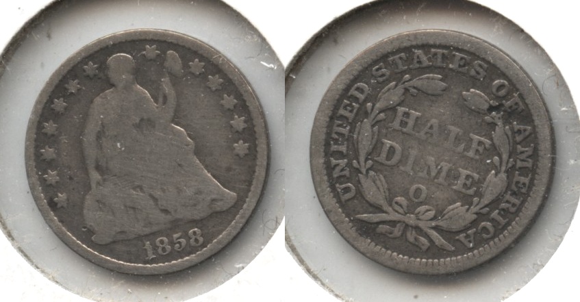 1858-O Seated Liberty Half Dime Good-4 #d