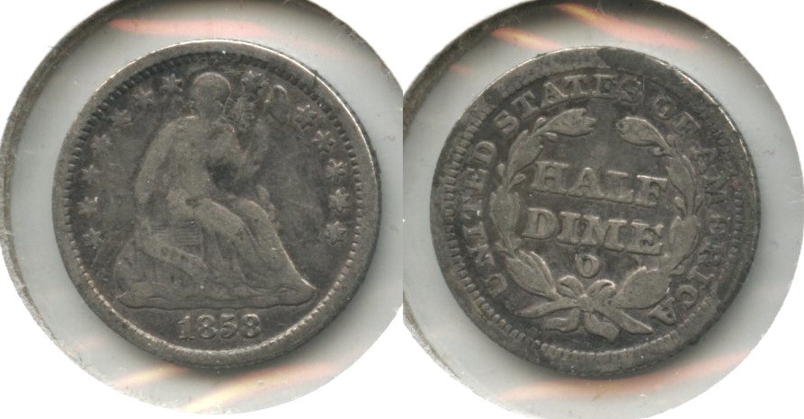1858-O Seated Liberty Half Dime VG-8 Obverse Marks