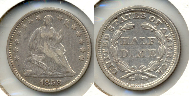1858 Seated Liberty Half Dime VF-20