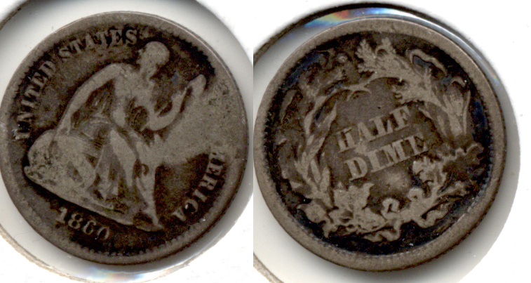 1860 Seated Liberty Half Dime Good-4 Warped