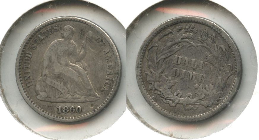 1860 Seated Liberty Half Dime VG-8 Obverse Pit