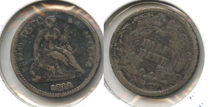 1860 Seated Liberty Half Dime VG-8 #a Obverse Marks