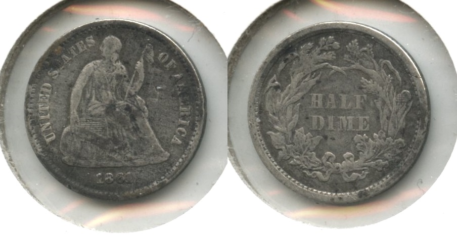 1861 Seated Liberty Half Dime Fine-12 #c Bit Rough