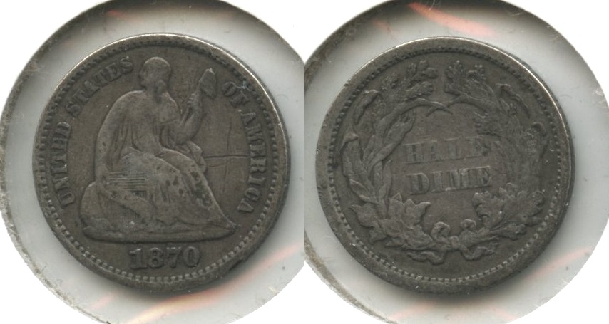 1870 Seated Liberty Half Dime VG-8 #a Obverse Scratch