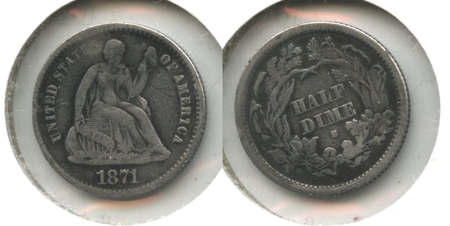1871-S Seated Liberty Half Dime VG-8 Cleaned