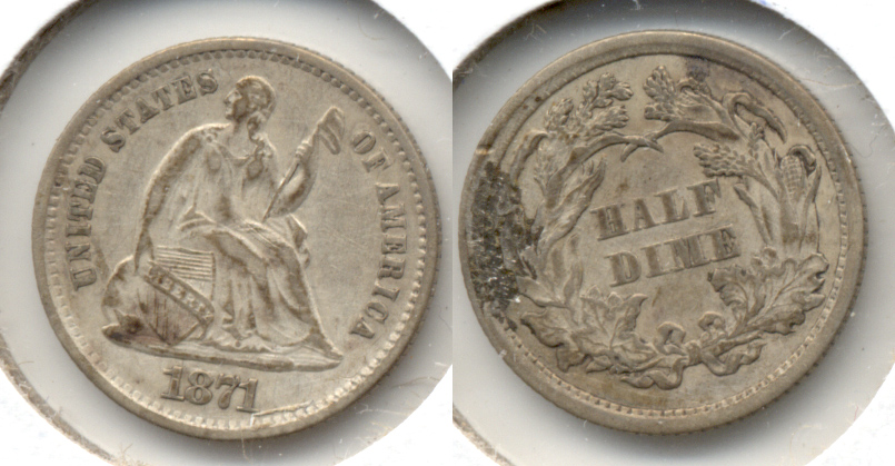 1871 Seated Liberty Half Dime EF-40 a Cleaned
