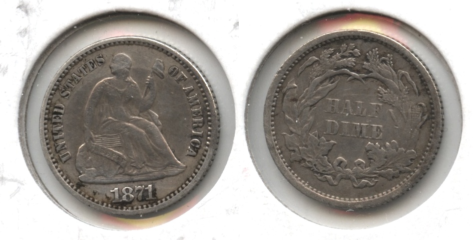 1871 Seated Liberty Half Dime EF-40 #b Clear Matter