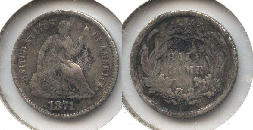 1871 Seated Liberty Half Dime Fine-12 #a Reverse Hit