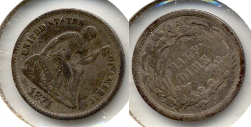 1871 Seated Liberty Half Dime VF-20