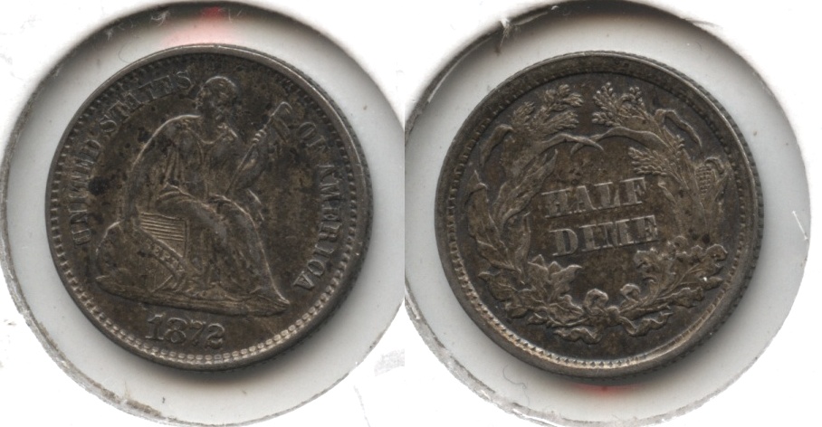 1872 Seated Liberty Half Dime AU-55