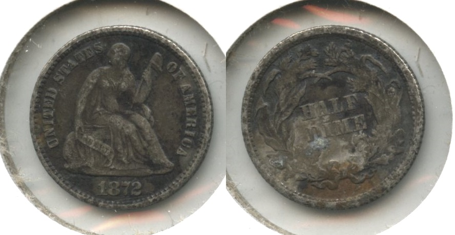 1872 Seated Liberty Half Dime Fine-12 #a Dark