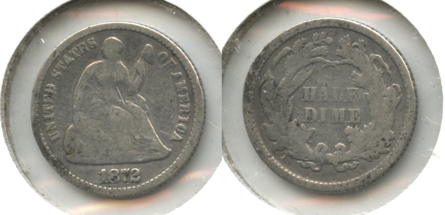 1872 Seated Liberty Half Dime Good-4 #g Rough Edge