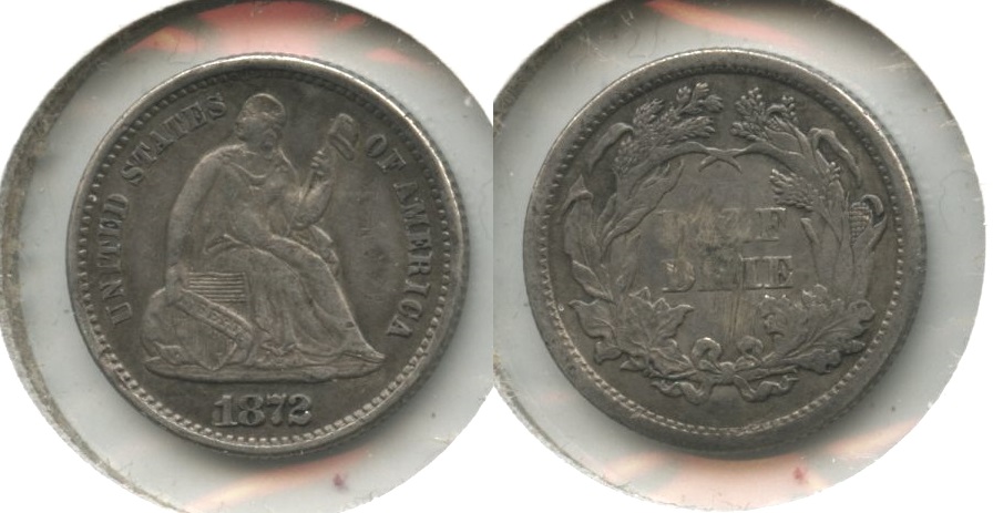 1872 Seated Liberty Half Dime VF-20 #b Reverse Scratches