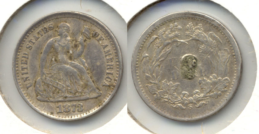 1873-S Seated Liberty Half Dime EF-40 a Plugged