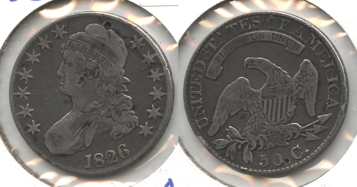 1826 Capped Bust Half Dollar VG-8 Attempted Hole
