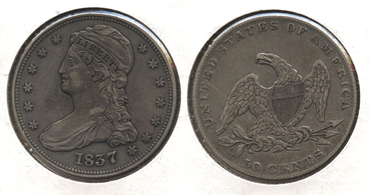 1837 Reeded Edge Capped Bust Half Dollar EF-45 #a