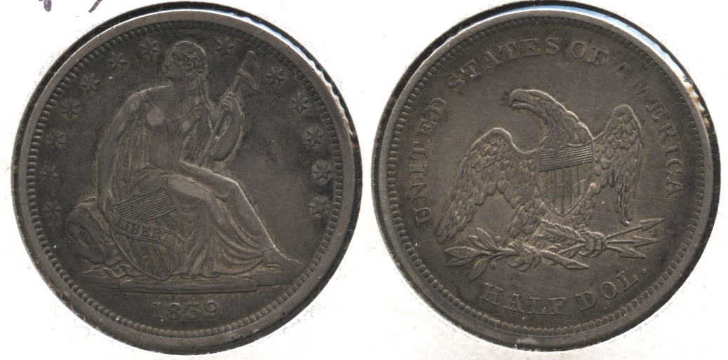 1839 No Drapery Seated Liberty Half Dollar EF-40