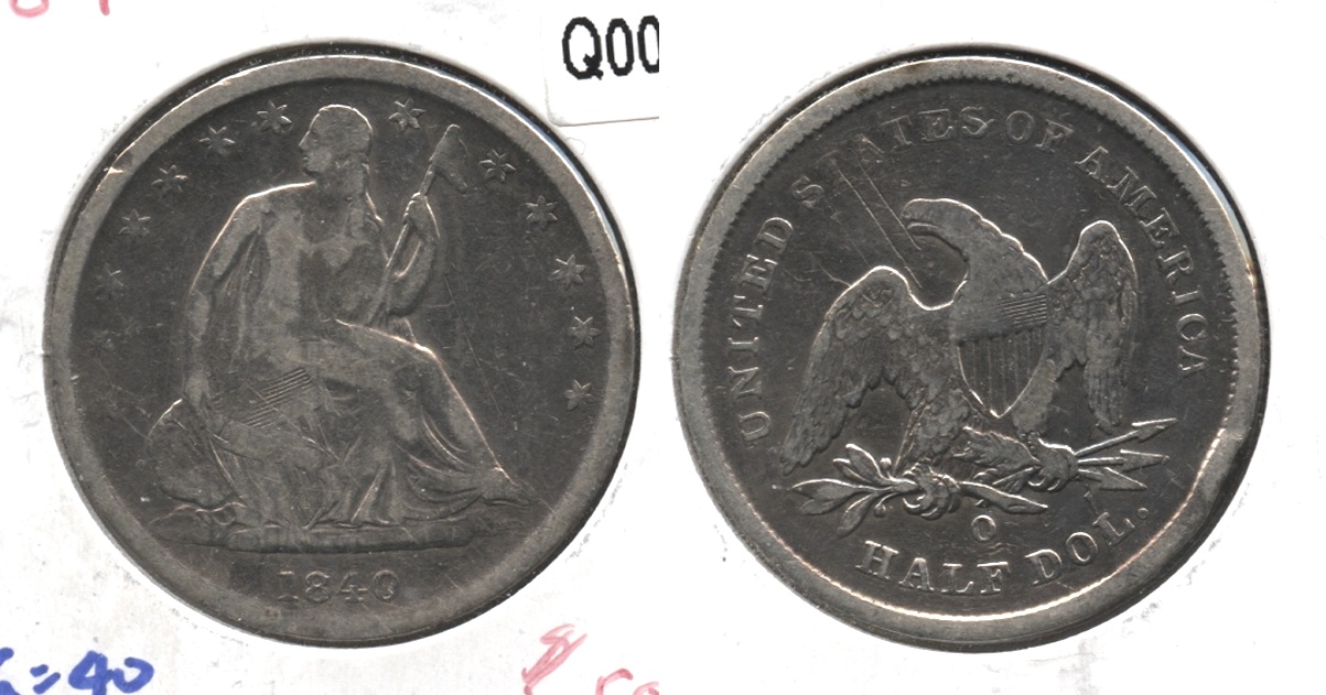 1840-O Seated Liberty Half Dollar VG-8 #a WB-104 Cleaned