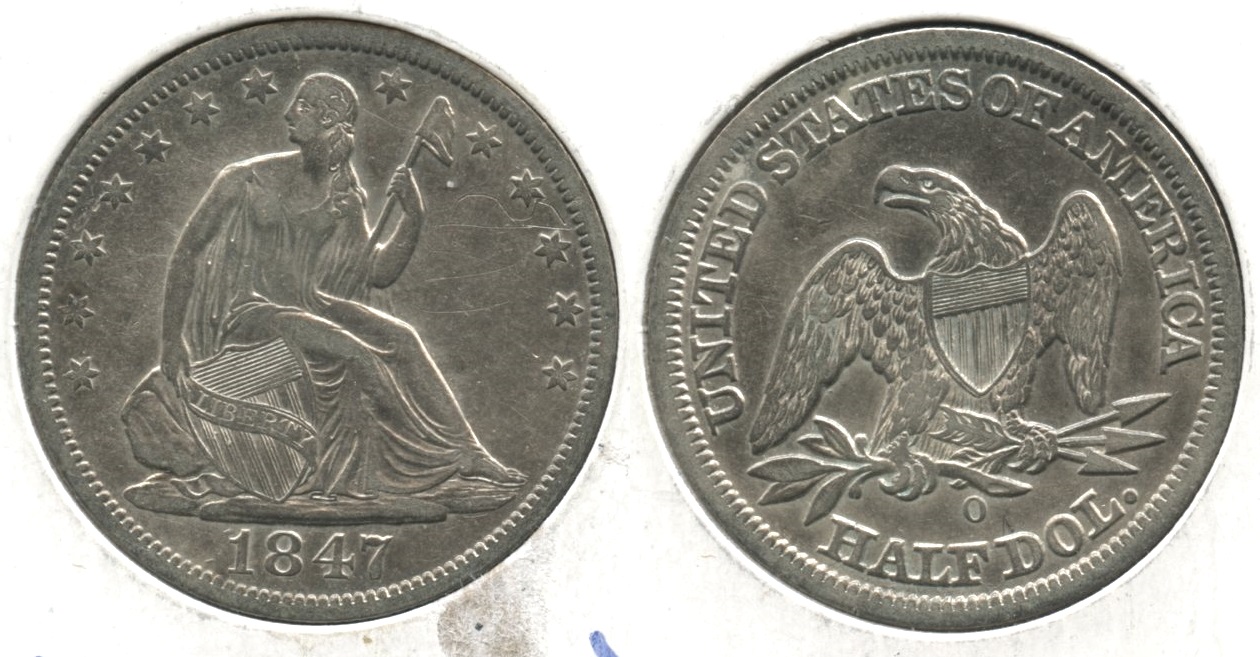 1847-O Seated Liberty Half Dollar VF-20 #a Initials