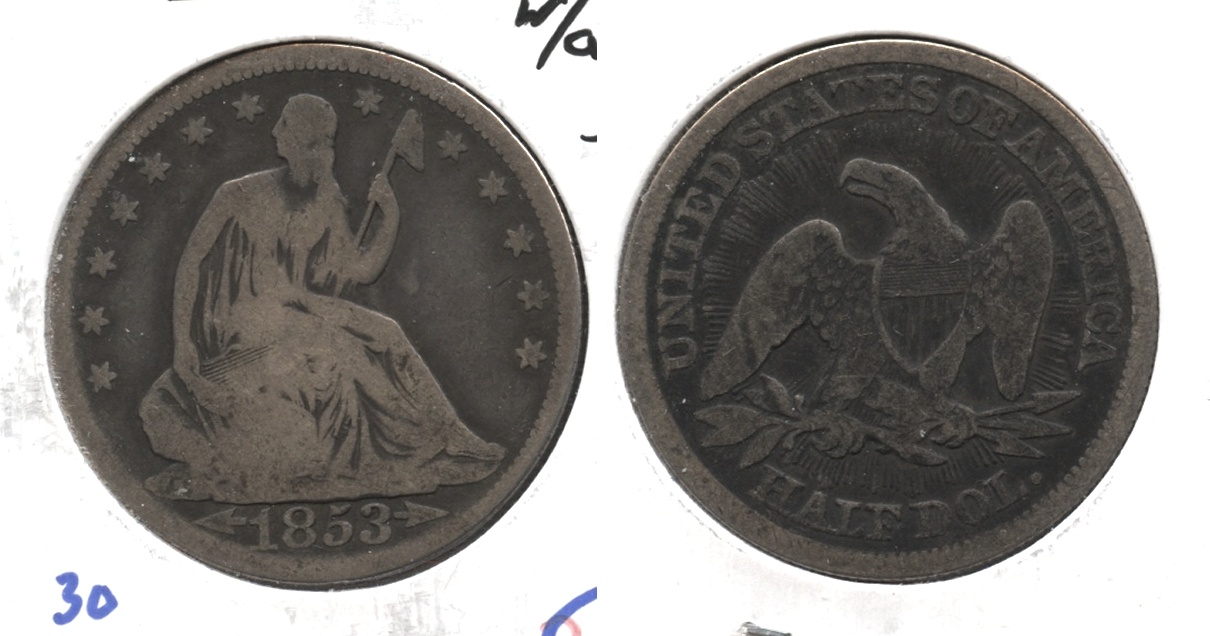 1853 Seated Liberty Half Dollar Good-4