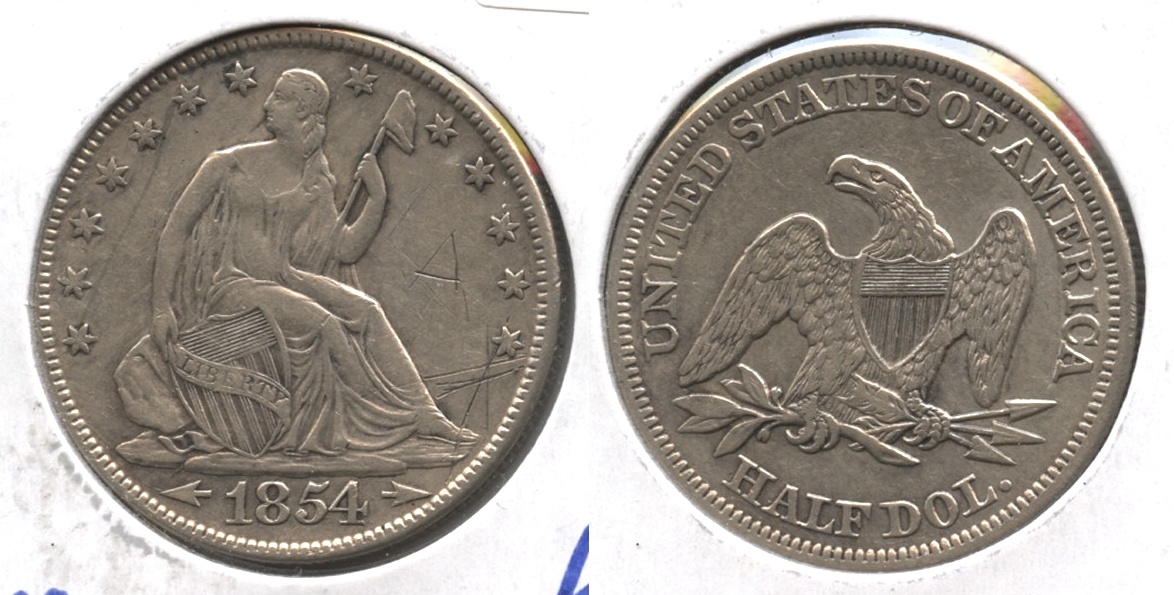 1854 Seated Liberty Half Dollar EF-40 Graffiti