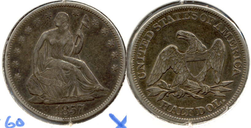 1857 Seated Liberty Half Dollar EF-45