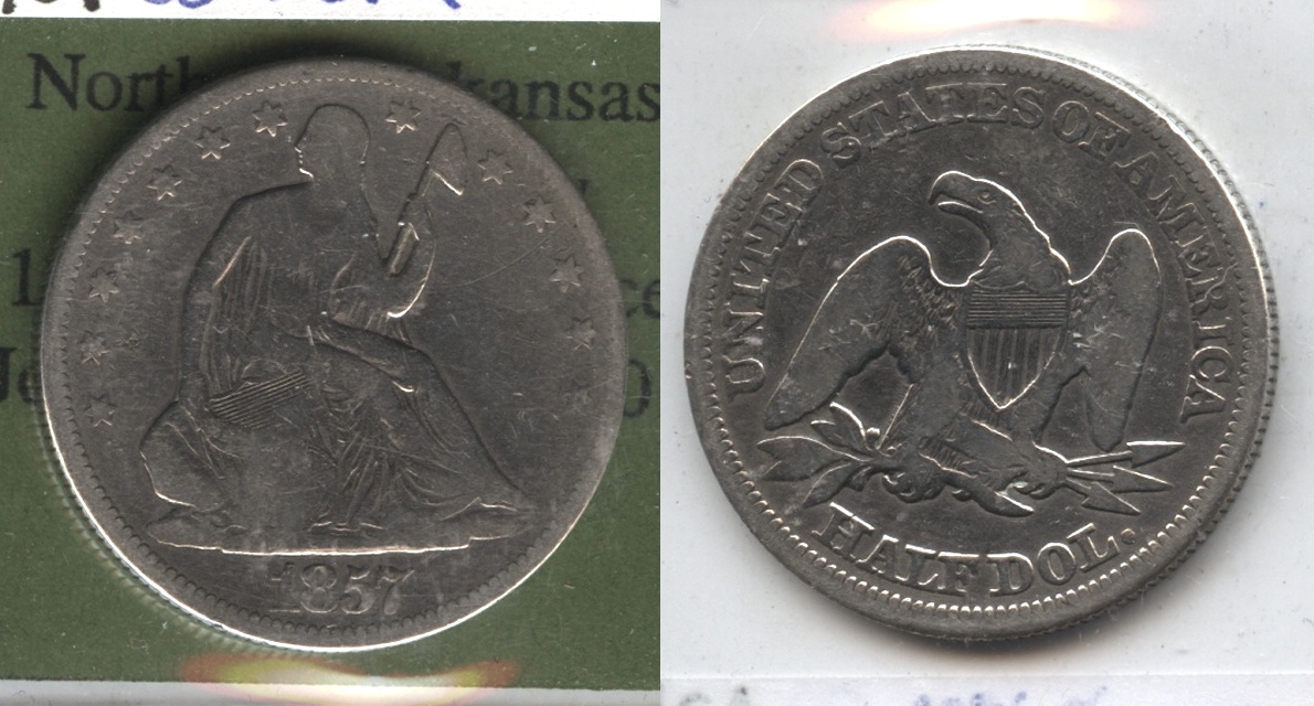 1857 Seated Liberty Half Dollar VG-8 #a Cleaned