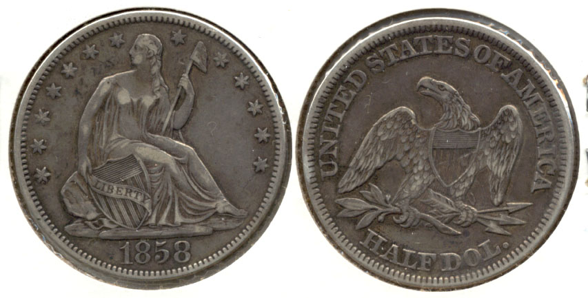 1858 Seated Liberty Half Dollar EF-40