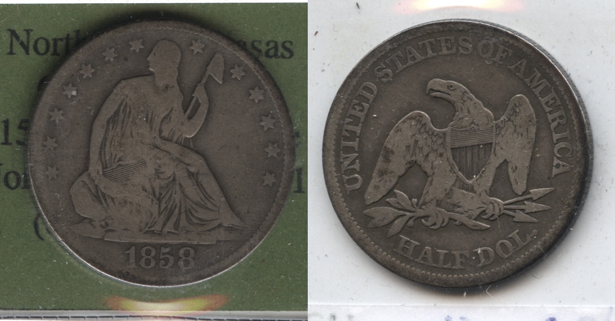 1858 Seated Liberty Half Dollar VG-8