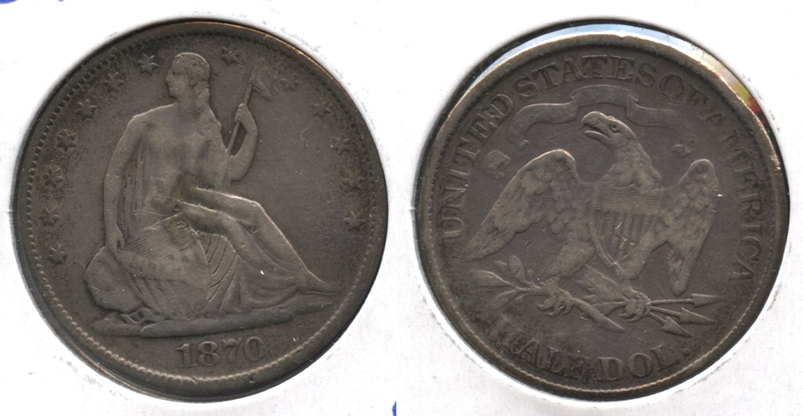 1870 Seated Liberty Half Dollar Fine-12 Cleaned Retoned