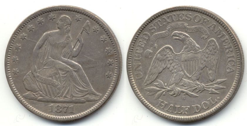 1871-S Seated Liberty Half Dollar EF-45
