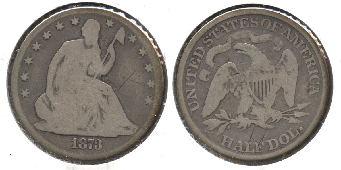 1873 Seated Liberty Half Dollar Good-4 Scratch