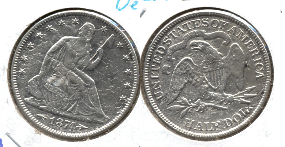 1874 Seated Liberty Half Dollar EF-40 Buried