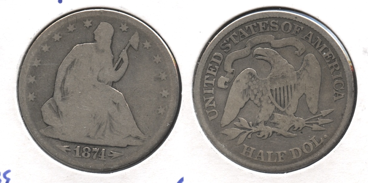 1874 Seated Liberty Half Dollar Good-4