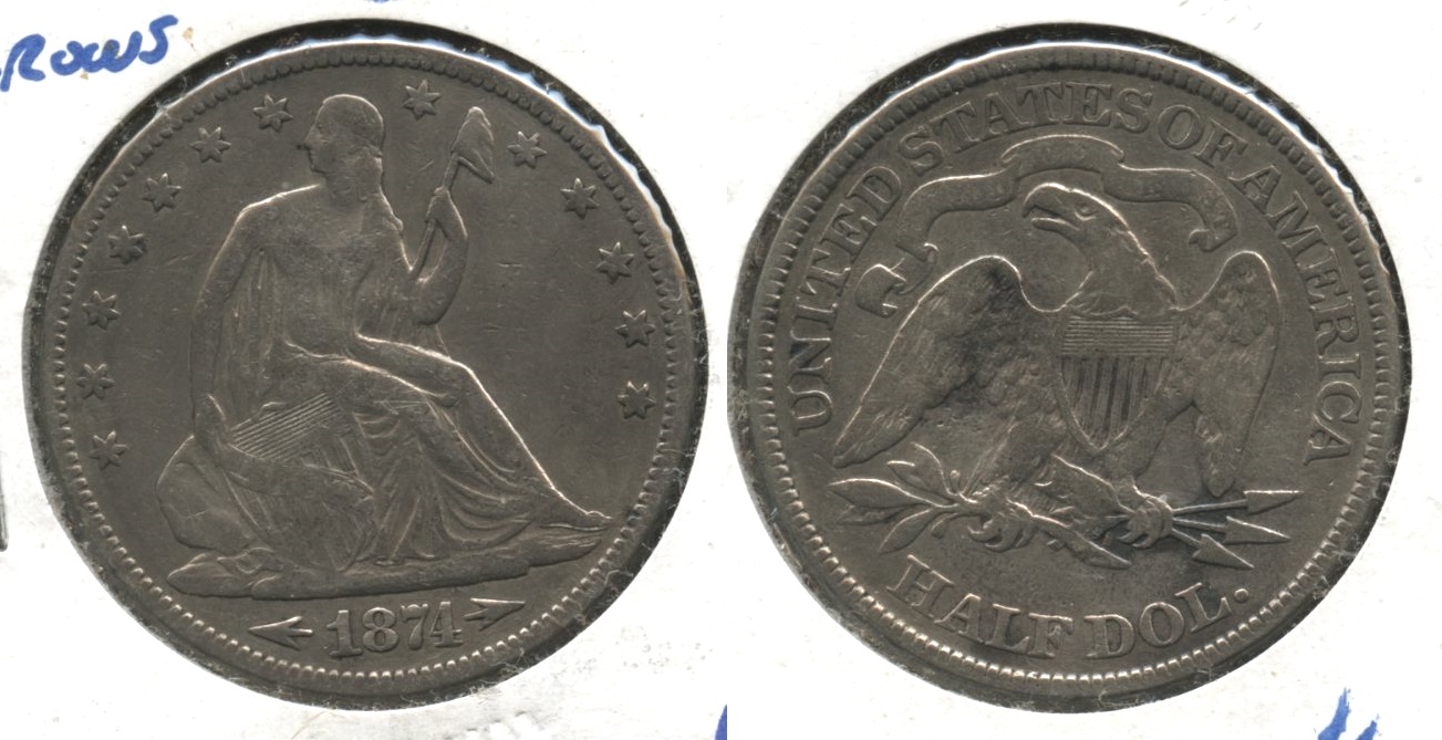 1874 Seated Liberty Half Dollar VG-8