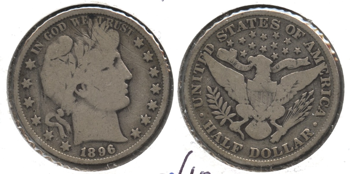 1896 Barber Half Dollar Good-4 #a Obverse Scratches