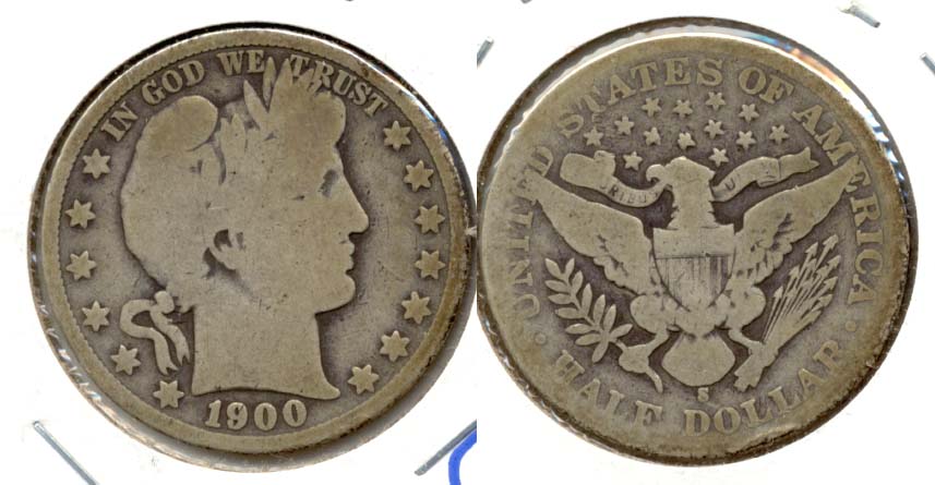 1900-S Barber Half Dollar Good-4 Reverse Ding